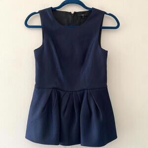 TIBI navy sleeveless peplum top